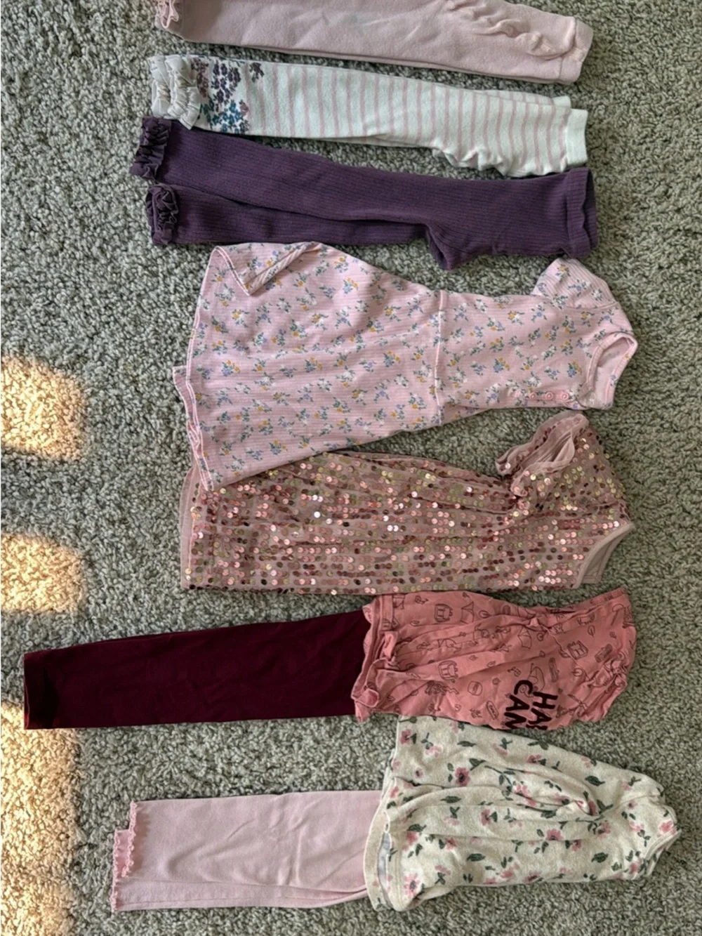 Girls 4t outfits Mixed Tops & Leggings Bundle in Pink, Purple, Cream